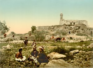 The Crusader Church of St. Samuel (nå en moske) ved Neby Samwil, ca. 1880-1900 (fotokrom)